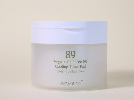 DermaShare Vegan Tea Tree 89 Cooling Toner Pads