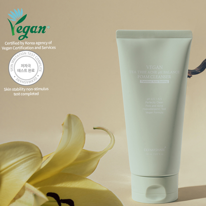 DermaShare Vegan Tea Tree Acne pH Balance Foam Cleanser